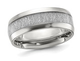Men's Stainless Steel Glitter Paper Infused Band Ring (8mm)